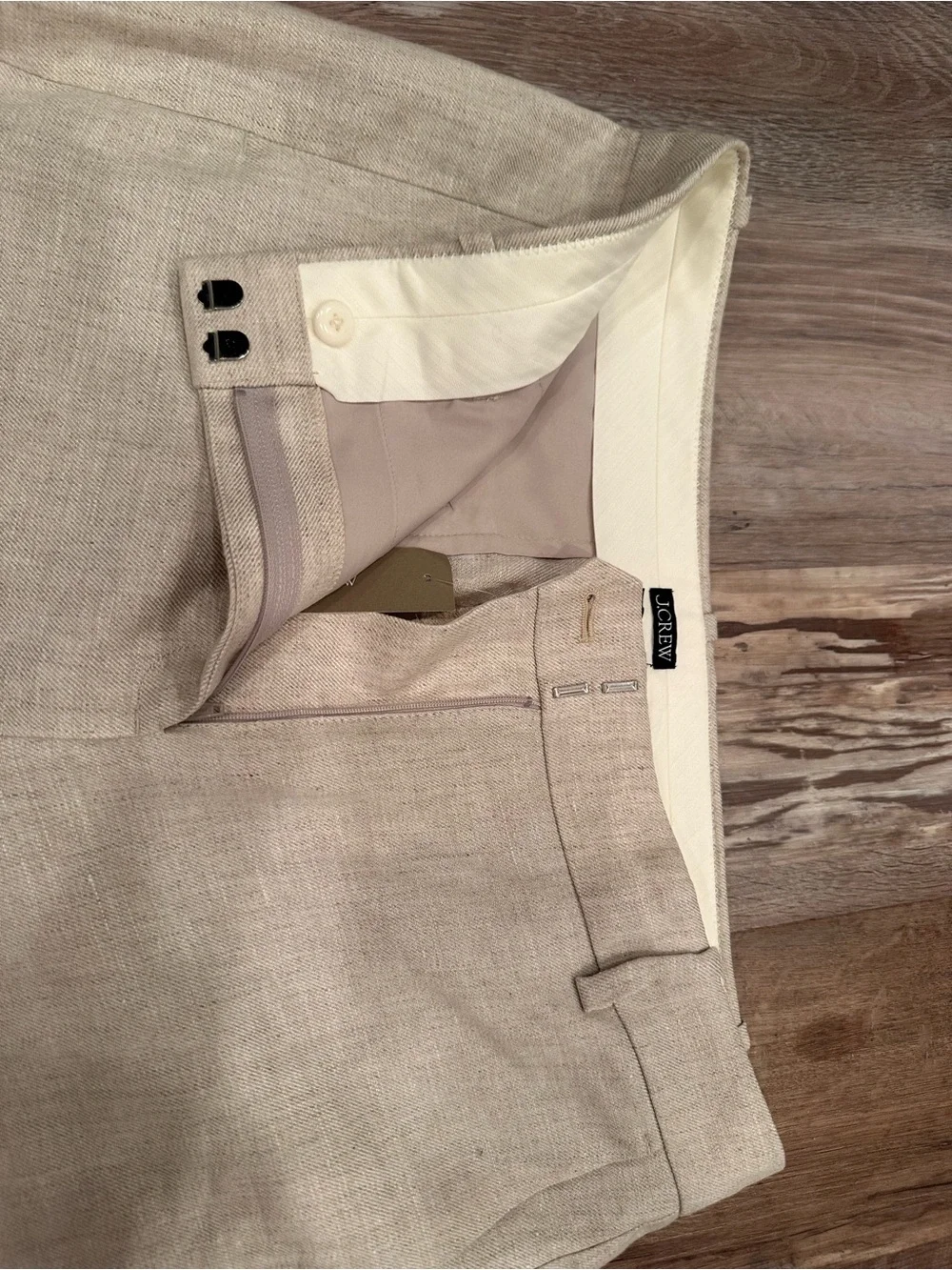 J. Crew Carolina Wide-Leg High-Waist Linen-Blend Pants NWT 12P Office Neutral